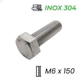 Bulong Inox 304 DIN933 M6x150