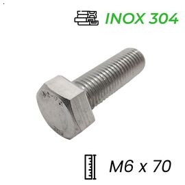 Bulong Inox 304 DIN933 M6x70