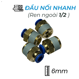 CDC MPC 0604 Đầu Nối Nhanh Khí Nén Ø6mm - Ren Ngoài 1/2" (Màu Xanh)