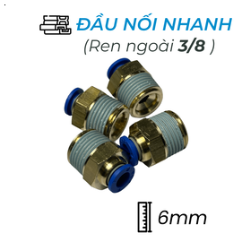 CDC MPC 0603 Đầu Nối Nhanh Khí Nén Ø6mm - Ren Ngoài 3/8" (Màu Xanh)