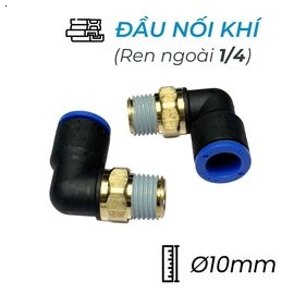 Đầu Nối Nhanh Khí Nén Cong Ø10mm - Ren Ngoài 1/4" CDC MPL 1002 (Màu Đen)