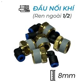 Đầu Nối Nhanh Khí Nén Cong Ø8mm - Ren Ngoài 1/2" CDC MPL 0804 (Màu Đen)